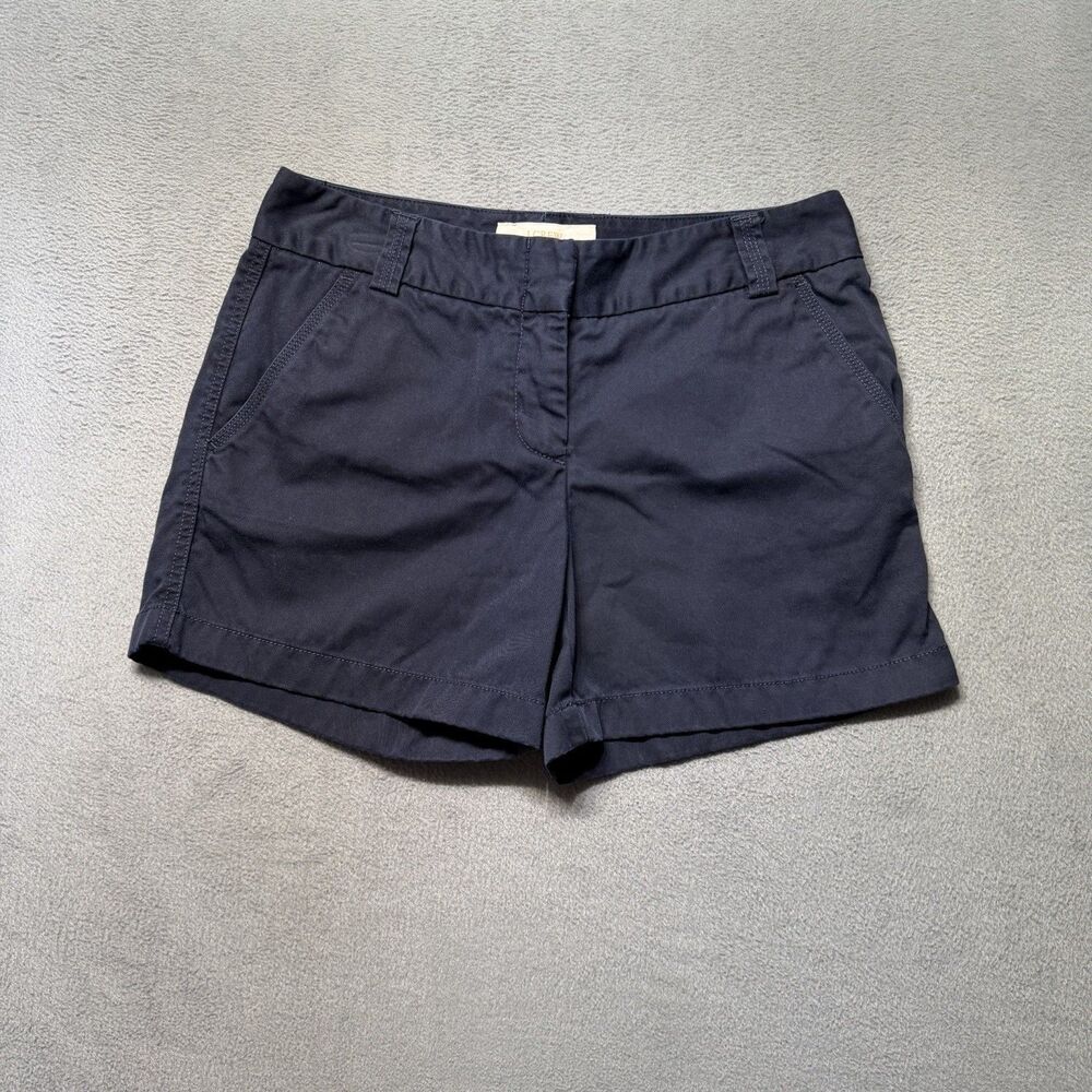 J.Crew Classic Twill Chino Shorts Womens Size 6 Navy Blue City Fit Summer Casual